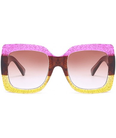 Square Oversized Square Sunglasses Women Multi Tinted Frame Fashion Eyewear - C2 - CJ18CQH0DZG $11.19