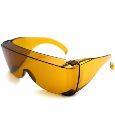 Wrap 1 Fit Over Wrap Around Sunglasses No Blind-spot Safety Glasses - Z1 Smoke Mustard for Video Game - C418HY7QQR7 $8.70