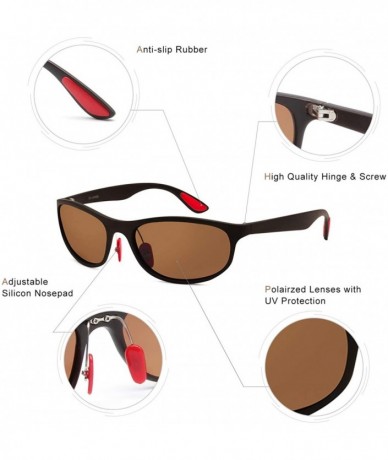Oval Retro Polarized Sunglasses Lightweight Casual Sport Classic for Men Women UV400 - Sport Brown - CU18S7R5UA7 $8.92