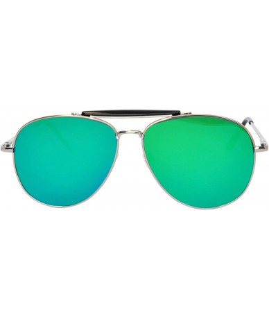 Aviator Aviator Women Men Metal Sunglasses Fashion Designer Frame Colored Lens - Flat_10389_c8_silv_blu_gr - CN185I0XZ5K $20.22
