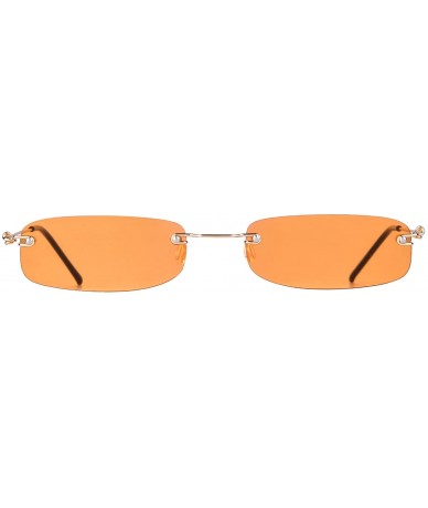 Rectangular Rectangle Rimless Sunglasses Brand Designer Small Frame Eyeglasses Ocean Lens unisex - Oranger - CY18EYDKRUW $15.59