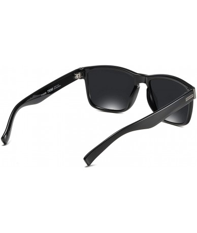 Square Retro Polarized Sunglasses for Men and Women Classic Vintage Square Sun Glasses UV400 Protection - Black/Black - CE194...