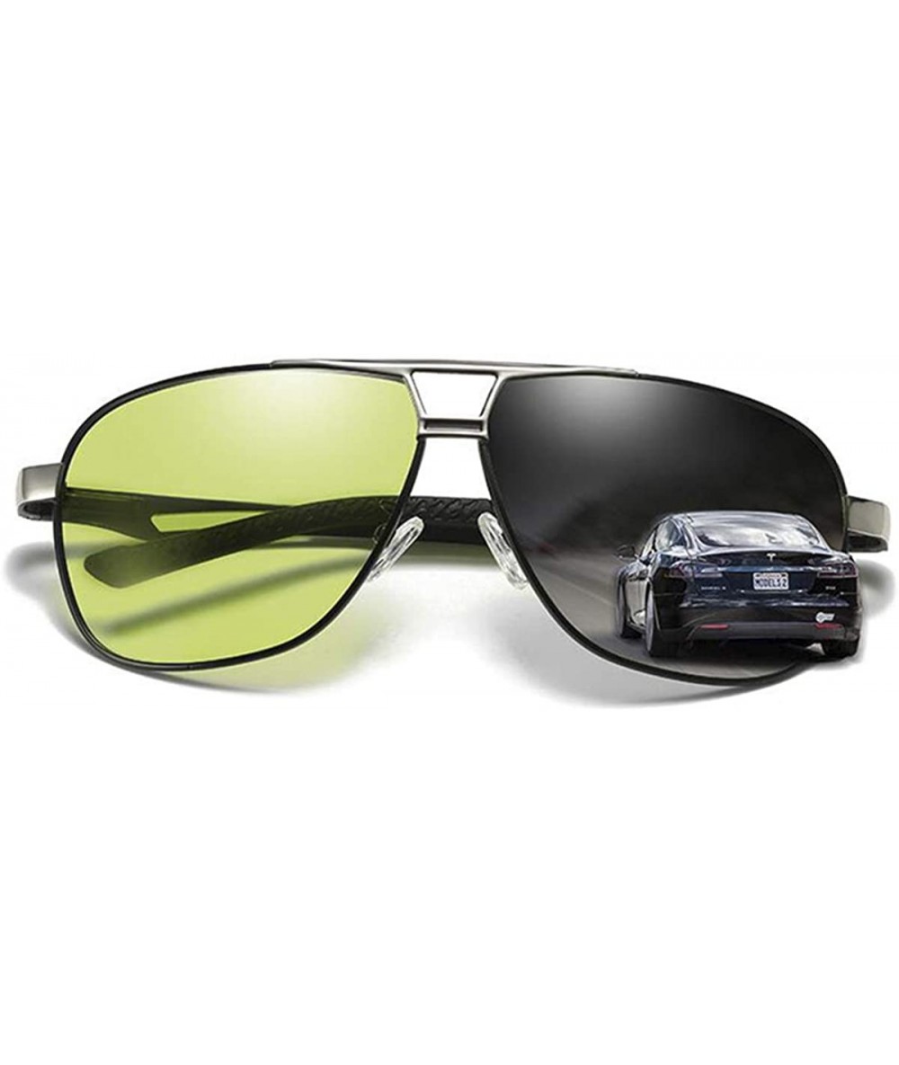 Rectangular Photochromic Polarized Sunglasses Men Women for Day and Night Driving Glasses - 8521-green - CB18YW0UQGT $23.07