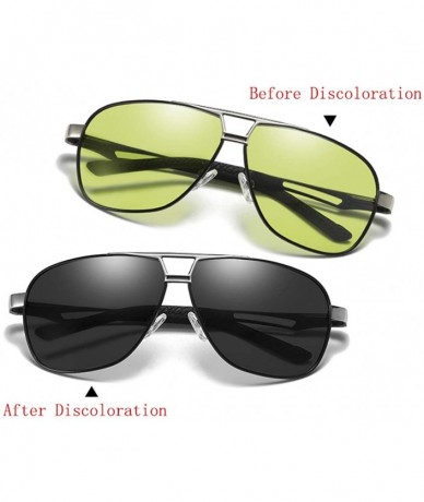 Rectangular Photochromic Polarized Sunglasses Men Women for Day and Night Driving Glasses - 8521-green - CB18YW0UQGT $23.07