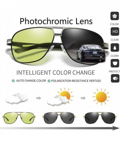 Rectangular Photochromic Polarized Sunglasses Men Women for Day and Night Driving Glasses - 8521-green - CB18YW0UQGT $23.07
