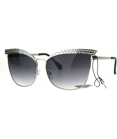 Square Womens Fashion Sunglasses Square Cateye Butterfly Metal Frame UV 400 - Silver (Smoke) - CM185AQZQCL $13.00