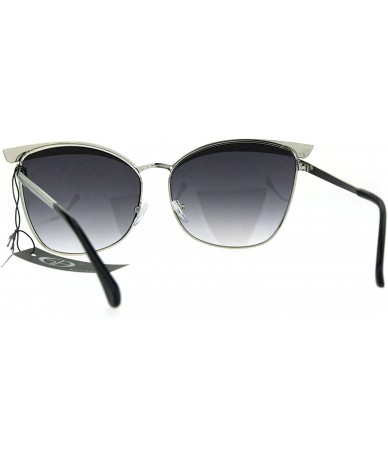 Square Womens Fashion Sunglasses Square Cateye Butterfly Metal Frame UV 400 - Silver (Smoke) - CM185AQZQCL $13.00
