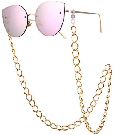 Round Unisex Glasses Chain + Gold Frame Powder + Glasses Case Glasses Cloth Set Vintage Round Sunglasses (F) - CO1973DUT5Y $3...