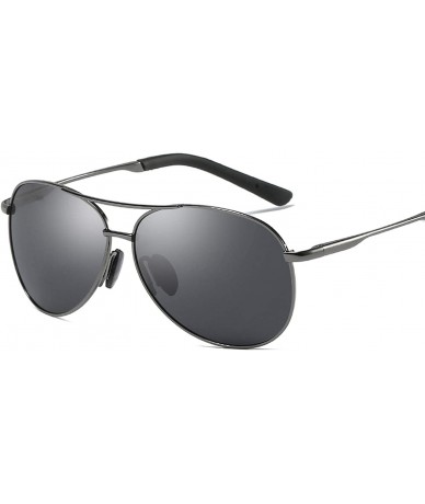 Round New Polarized Men Sunglasses Classic Pilot Driving Sun Glasses Metal Frame Mirror Lens Men/Women - Silver Black - C4197...