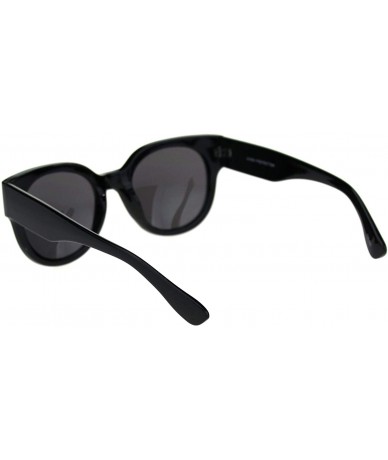 Rectangular Womens Thick Plastic Round Boyfriend Horn Rim Sunglasses - Shiny Black - C418RW4QLH9 $8.09