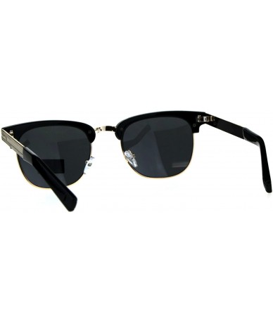 Rectangular Luxury Bling Rhinestone Half Horn Rim Rectangular Sunglasses - All Black - C518D0M3U8X $11.76