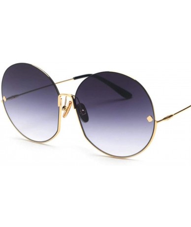 Goggle Luxury Vintage Round Sunglasses Women Fashion Half Frame Tinted Lens Oversized Sun Glasses FeLady Big Shades - CQ199C0...