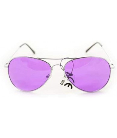 Aviator Aviator Fashion Sunglasses 30011c Silver Frame Purple Lens for Men and Women - CG115KDL8XR $19.48