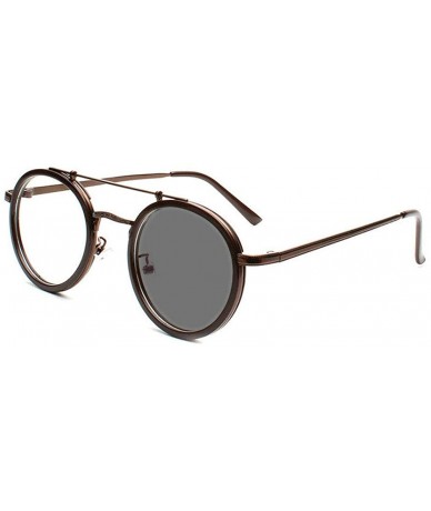Round Transition Sunglasses Men Myopia Photochromic Lens Fashion New Round Double Beam Eyeglasses - CC18AGH5OY6 $19.49