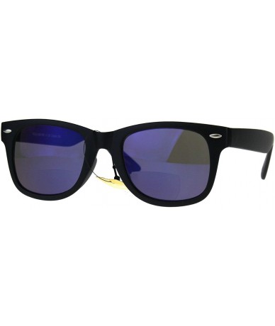 Square Bifocal Magnified Lens Sunglasses Trendy Square Horn Rim Mirrored Lens - Matte Black - C5189XIL5R3 $8.13