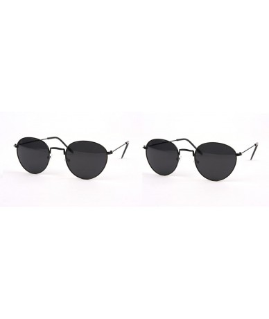 Round Vintage Round Sunglasses P2150 - 2 Pcs Black/Smoke Lens & Black/Smoke Lens - CX11ABSQAZ5 $22.28