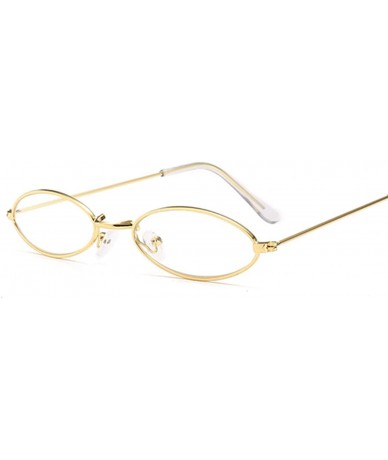Oval Sunglasses for Women Men Small Oval Alloy Frame Summer Style Unisex Sun Glasses - Gold - CE18WE56HYT $9.84
