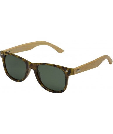 Wayfarer Bamboo Wood Temple Polarized Sunglasses - Light Tortoise - CJ126G183A1 $26.90