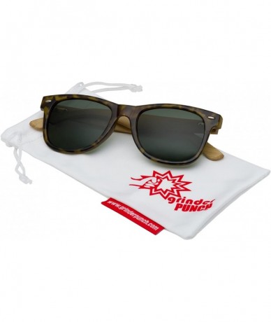 Wayfarer Bamboo Wood Temple Polarized Sunglasses - Light Tortoise - CJ126G183A1 $16.63