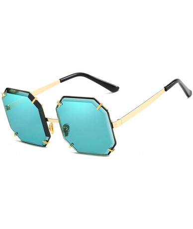 Square Unisex Sunglasses Fashion Grey Drive Holiday Square Non-Polarized UV400 - Green - CP18R96WEKZ $25.27