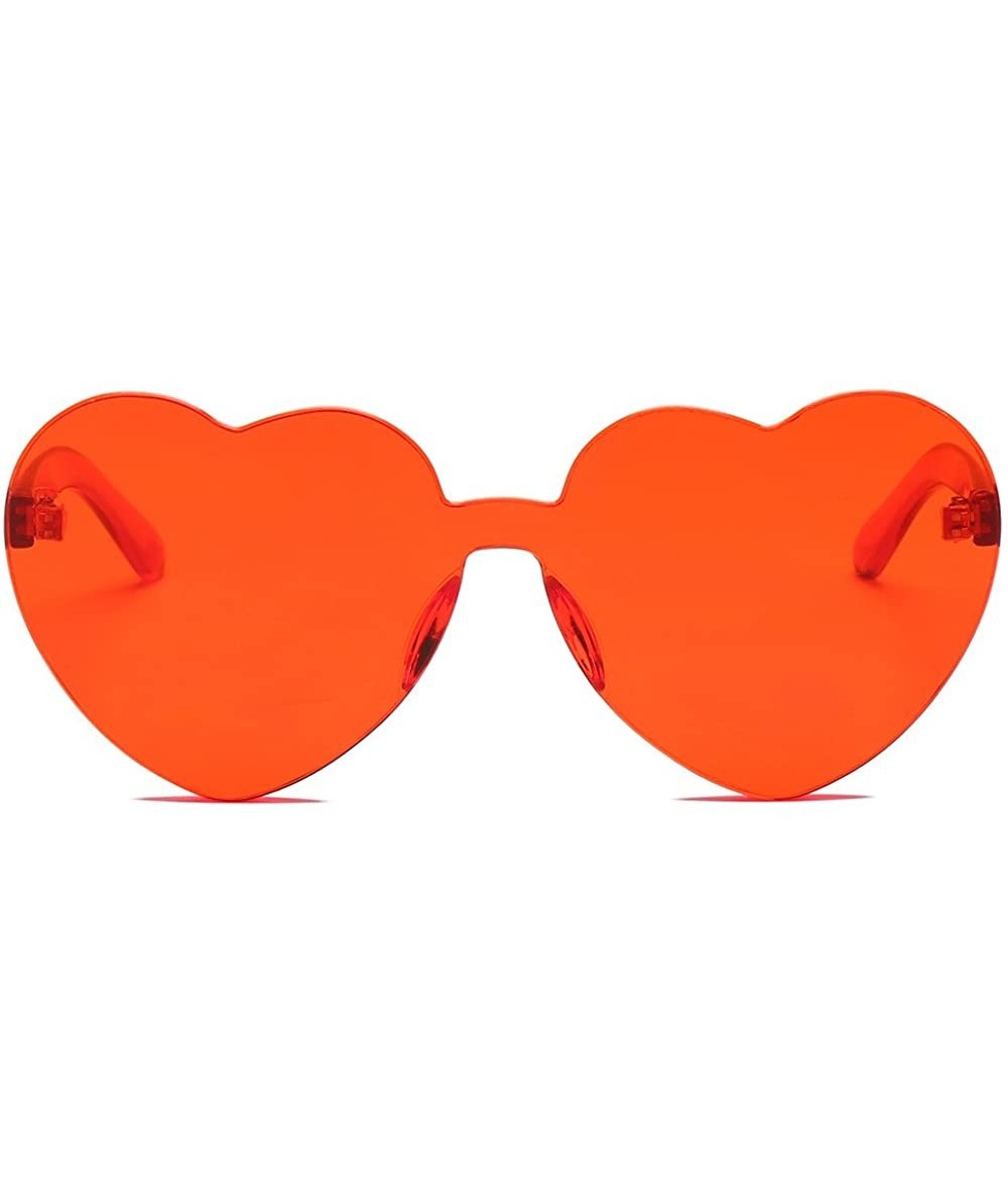 Semi-rimless Women Fashion Heart-shaped Shades Sunglasses Integrated UV Candy Colored Glasses - A - C318MHO37GI $10.83