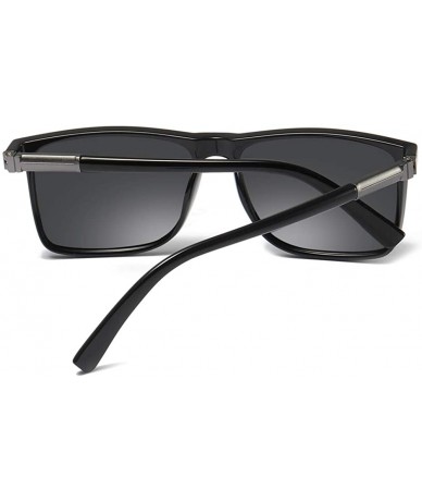 Rectangular Sunglasses Polarized Men Driving Male Sun Glasses Rectangle TR90 - Black - C418KYT34O2 $13.10