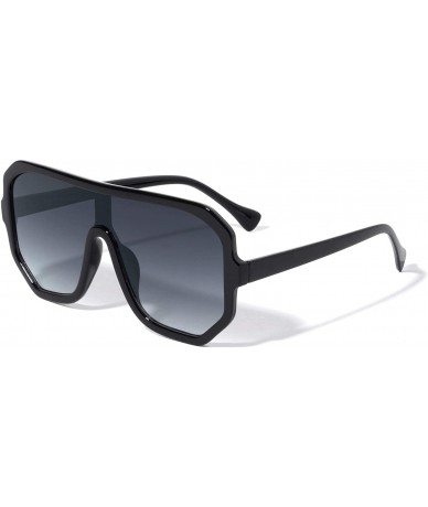 Shield One Piece Geometric Shield Sunglasses - Smoke - CK1972IQKE3 $17.06