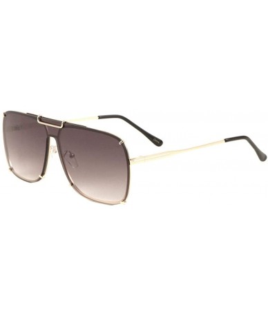 Square Rimless Bracket Flat Top Square Shield Sunglasses - Smoke Gold - CC197U5A77Q $17.26