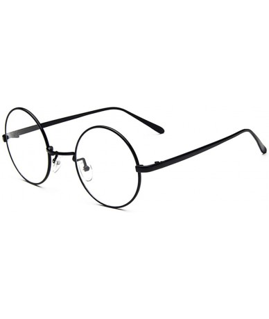 Wayfarer Oversized Vintage Round Retro Large Metal Frame Clear Lens Eyeglasses - Black - CM11U58LM6Z $23.87