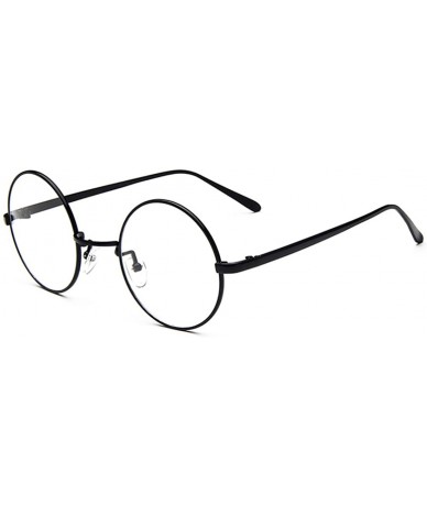 Wayfarer Oversized Vintage Round Retro Large Metal Frame Clear Lens Eyeglasses - Black - CM11U58LM6Z $11.77