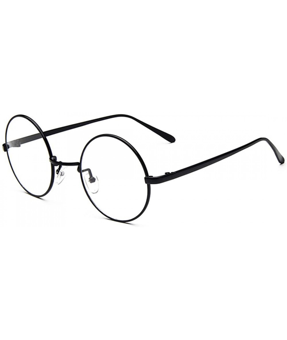 Wayfarer Oversized Vintage Round Retro Large Metal Frame Clear Lens Eyeglasses - Black - CM11U58LM6Z $11.77