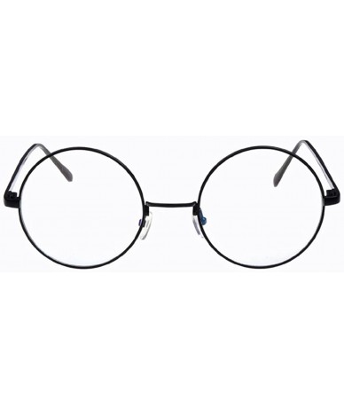 Wayfarer Oversized Vintage Round Retro Large Metal Frame Clear Lens Eyeglasses - Black - CM11U58LM6Z $11.77