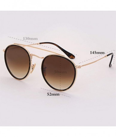 Round sunglasses polarized men women 51mm glass lens mirror round double - Brown-glass - CT18WXSE6UU $36.79