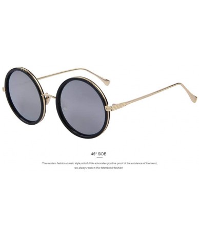 Aviator Fashion Women Round Sunglasses Brand Designer Classic Shades Men C01 Black - C06 Silver - C218XE0SOY2 $9.53