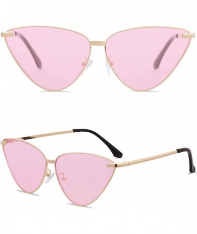 Goggle Cateye Sunglasses for Women Fashion Retro Vintage Narrow Clout Goggles Metal Frame SJ1091 - CG18CDD0ODL $11.57