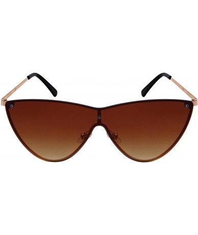 Oversized One-piece Cateye Women Sunglasses Flat Tinted Lens 55693-FLFM - Gold Frame/Brown Gradient Lens - CG18DAQC5SI $22.64