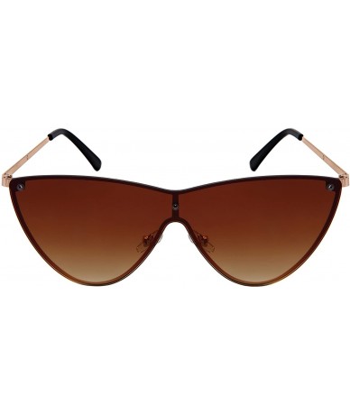 Oversized One-piece Cateye Women Sunglasses Flat Tinted Lens 55693-FLFM - Gold Frame/Brown Gradient Lens - CG18DAQC5SI $12.98