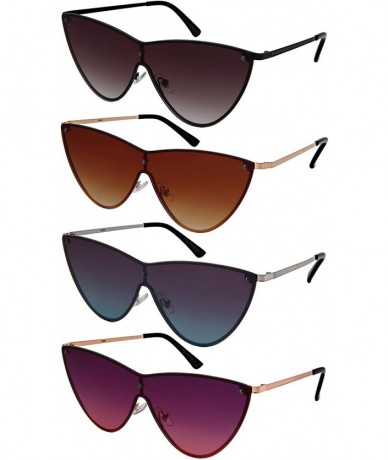 Oversized One-piece Cateye Women Sunglasses Flat Tinted Lens 55693-FLFM - Gold Frame/Brown Gradient Lens - CG18DAQC5SI $22.64