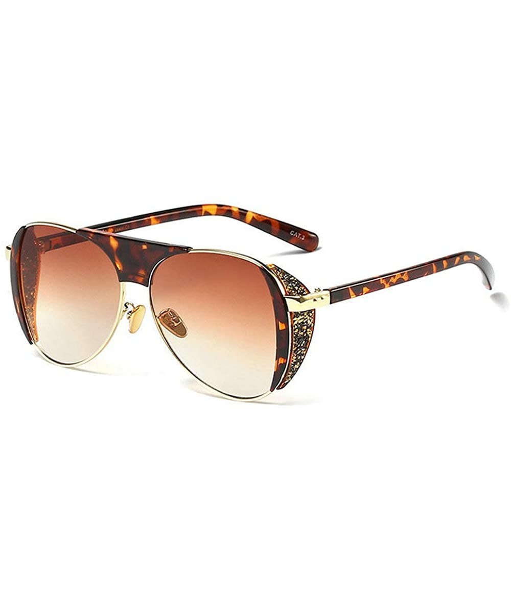 Oversized diamond Glasses glasses Fashion Sunglasses - Leopard - CF18R7D2HTH $17.77