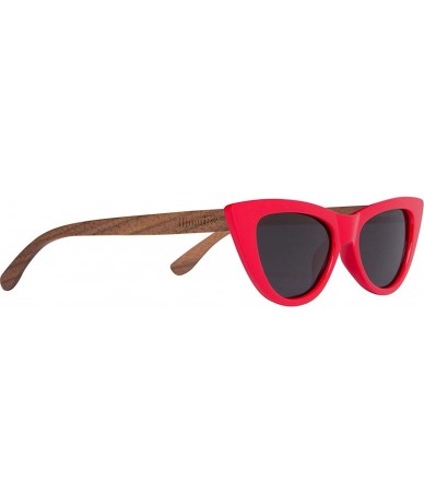 Cat Eye Cat Eye Sunglasses Polarized Lenses Made from Real Walnut Wood - Red - CJ18UZ657MG $69.96