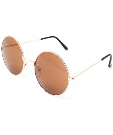 Round LENNON Round Lens Metal Sunglasses - Brown Lens/Cloth Case - CG199UC6OHZ $16.76