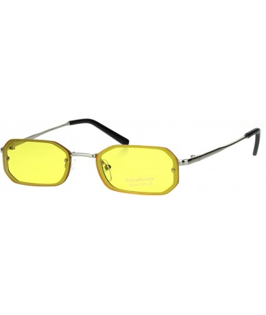 Rectangular Mens Narrow Octagonal Exposed Edge Pimp Color Lens Sunglasses - Silver Yellow - C218IRCLHRN $11.80