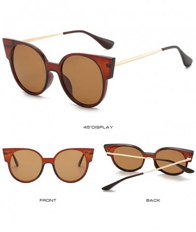 Round Vintage Cat Sunglasses Women Black Retro Brand Round Sun Glasses Female Eyewear Shades UV400 - Brown - CE1948OOTMQ $14.65