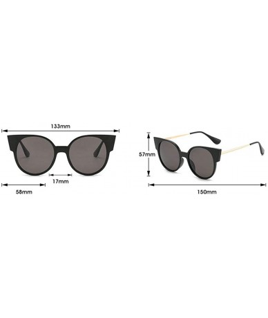 Round Vintage Cat Sunglasses Women Black Retro Brand Round Sun Glasses Female Eyewear Shades UV400 - Brown - CE1948OOTMQ $14.65