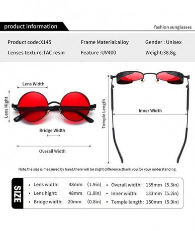 Oval Vintage Steampunk Sunglasses Circle Glasses - 145back/Red - CM18M3ASMHW $15.81