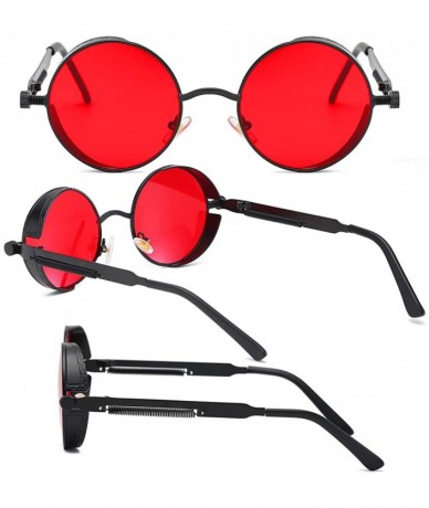 Oval Vintage Steampunk Sunglasses Circle Glasses - 145back/Red - CM18M3ASMHW $15.81