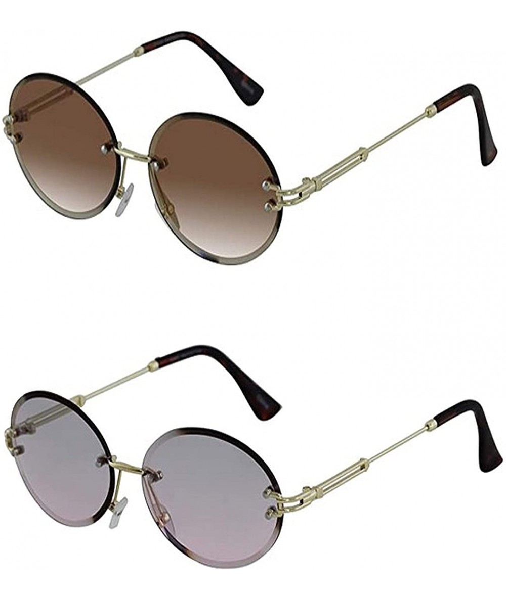 Rimless Elegant Rimless Vintage Retro Oval Gold Clear Lens Fashion Diamond Cut Edge Fashion Sunglasses - CM197IGA7MI $23.02