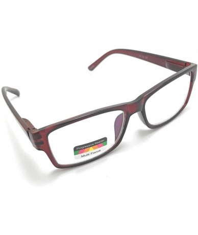 Rectangular Vintage Square Clear Lens Multi 3 Power Focus Progressive Reading Glasses - Brown - CX18XWK0TLO $11.28