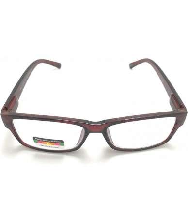 Rectangular Vintage Square Clear Lens Multi 3 Power Focus Progressive Reading Glasses - Brown - CX18XWK0TLO $11.28