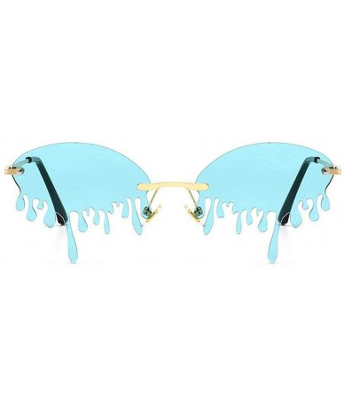Oval Fashion Rimless Sunglasses Women New Vintage Unique Tears Shape punk Sunglasses Female Shades UV400 - C9196YXO7AS $12.84